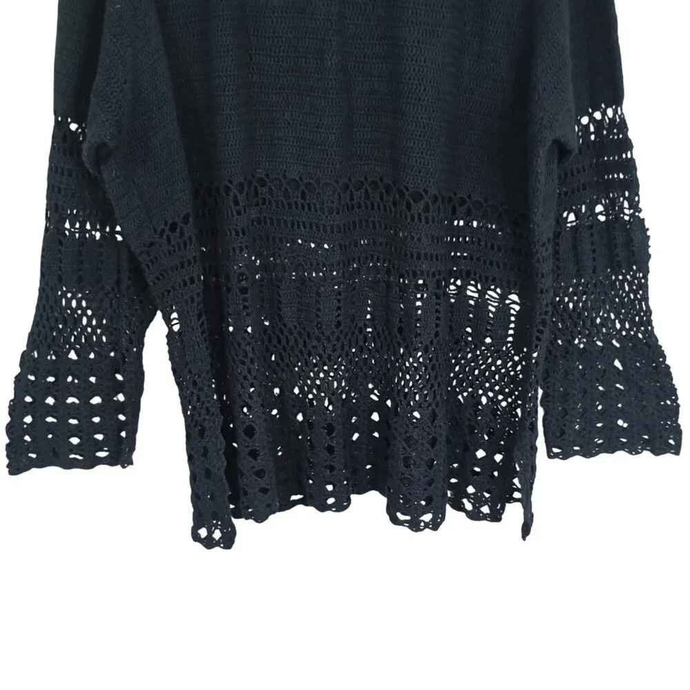 Venezia Jeans Crochet Knit Tunic Top 26/28 Plus Size Boho Bell Sleeves Womens - Picture 6 of 8